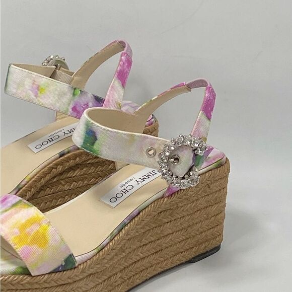 Jimmy Choo Crystal Embellished Wedges sandals size 37 - Picture 4 of 12